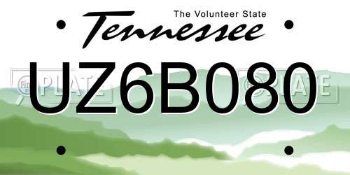 UZ6B080 Tennessee License Plate