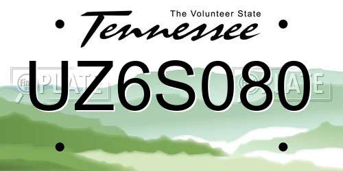 UZ6S080 Tennessee License Plate
