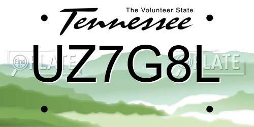 UZ7G8L Tennessee License Plate