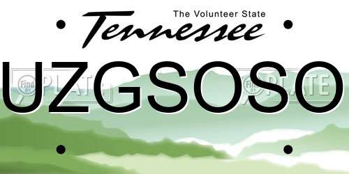 UZGSOSO Tennessee License Plate