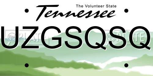 UZGSQSQ Tennessee License Plate