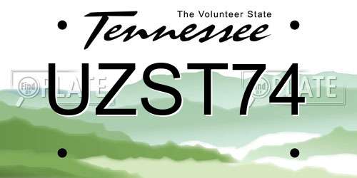 UZST74 Tennessee License Plate