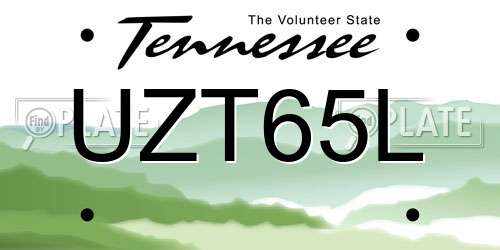 UZT65L Tennessee License Plate