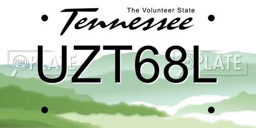 UZT68L Tennessee License Plate