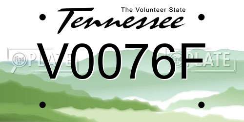V0076F Tennessee License Plate