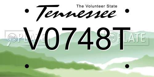 V0748T Tennessee License Plate