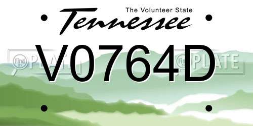 V0764D Tennessee License Plate