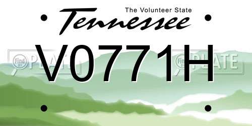 V0771H Tennessee License Plate