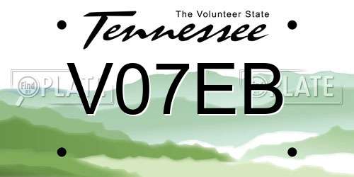 V07EB Tennessee License Plate