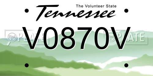 V0870V Tennessee License Plate