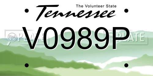 V0989P Tennessee License Plate