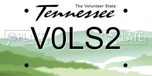 V0LS2 Tennessee License Plate