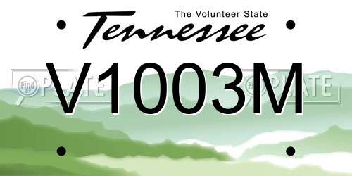V1003M Tennessee License Plate