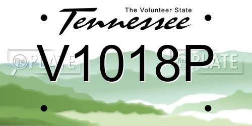 V1018P Tennessee License Plate