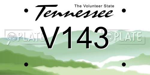 V143 Tennessee License Plate
