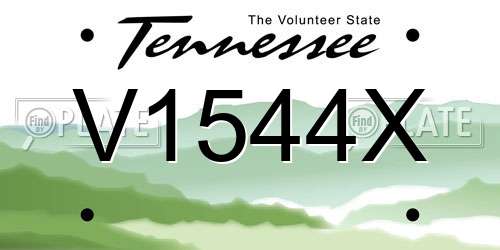 V1544X Tennessee License Plate