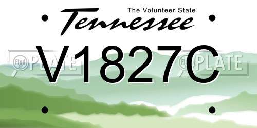 V1827C Tennessee License Plate