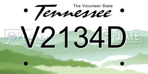 V2134D Tennessee License Plate