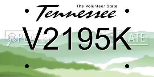 V2195K Tennessee License Plate