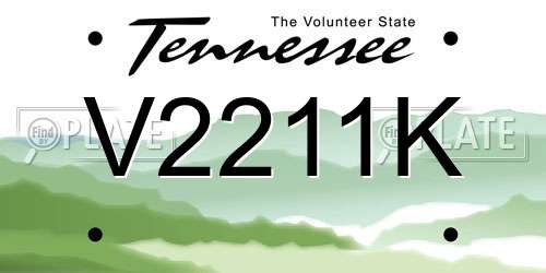 V2211K Tennessee License Plate
