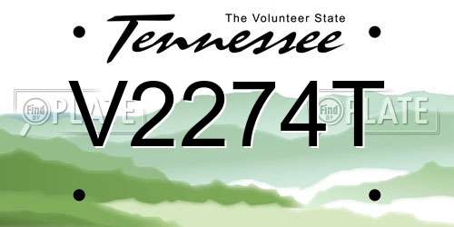 V2274T Tennessee License Plate