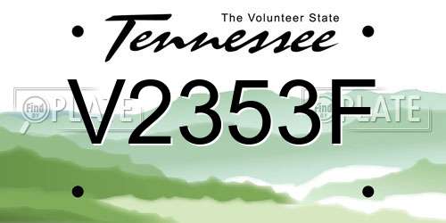 V2353F Tennessee License Plate