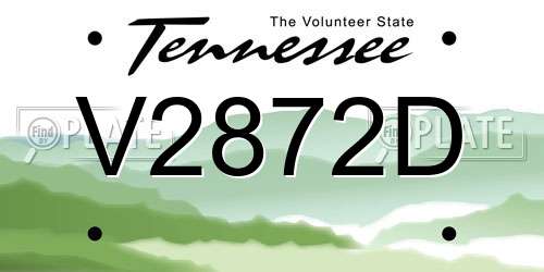 V2872D Tennessee License Plate