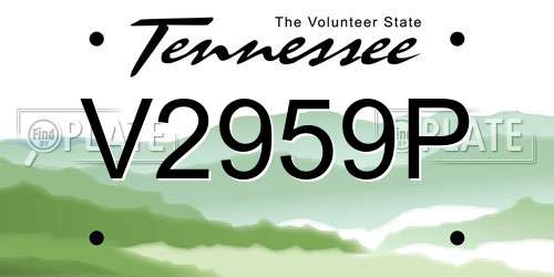 V2959P Tennessee License Plate