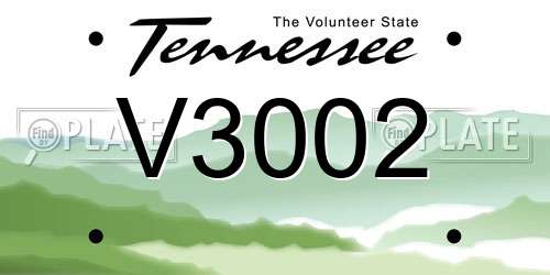 V3002 Tennessee License Plate