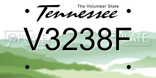 V3238F Tennessee License Plate