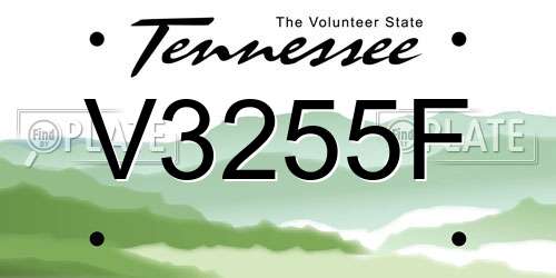 V3255F Tennessee License Plate