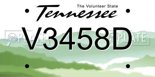 V3458D Tennessee License Plate