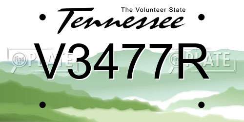 V3477R Tennessee License Plate