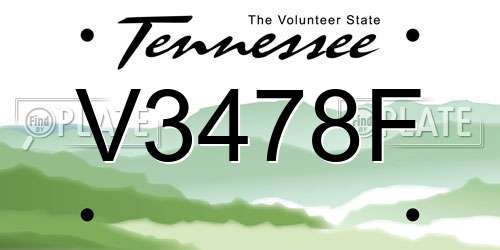 V3478F Tennessee License Plate