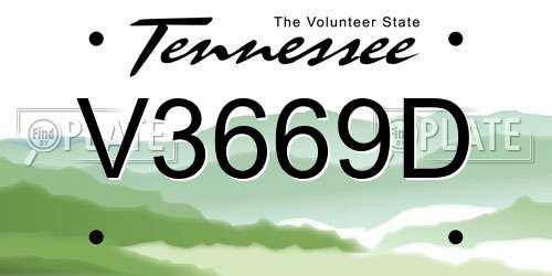 V3669D Tennessee License Plate