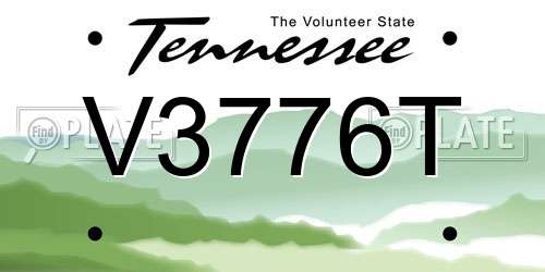 V3776T Tennessee License Plate