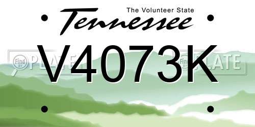 V4073K Tennessee License Plate