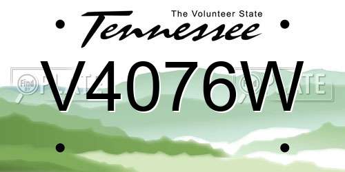 V4076W Tennessee License Plate