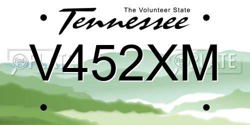 V452XM Tennessee License Plate