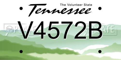 V4572B Tennessee License Plate