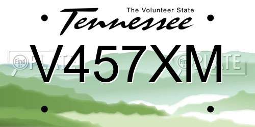 V457XM Tennessee License Plate