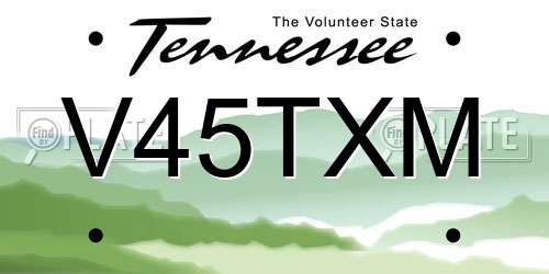 V45TXM Tennessee License Plate