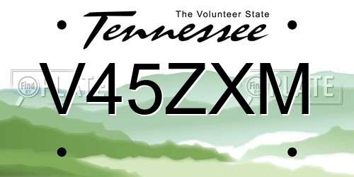 V45ZXM Tennessee License Plate