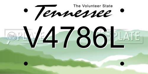 V4786L Tennessee License Plate