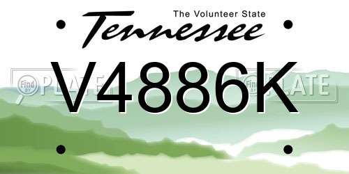 V4886K Tennessee License Plate