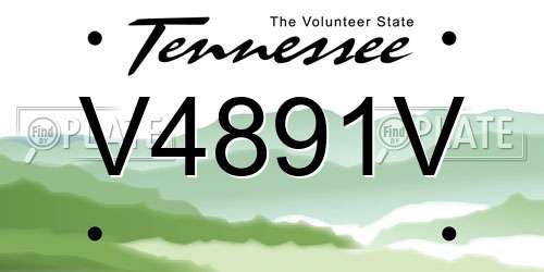 V4891V Tennessee License Plate