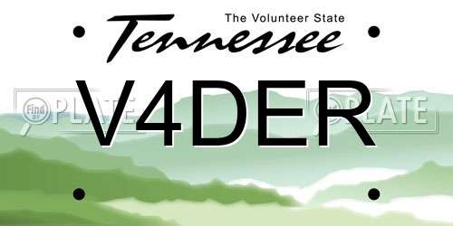 V4DER Tennessee License Plate