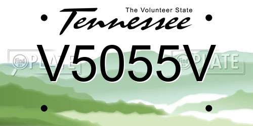 V5055V Tennessee License Plate
