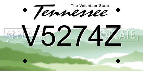 V5274Z Tennessee License Plate