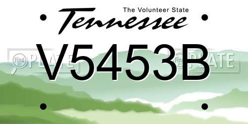 V5453B Tennessee License Plate
